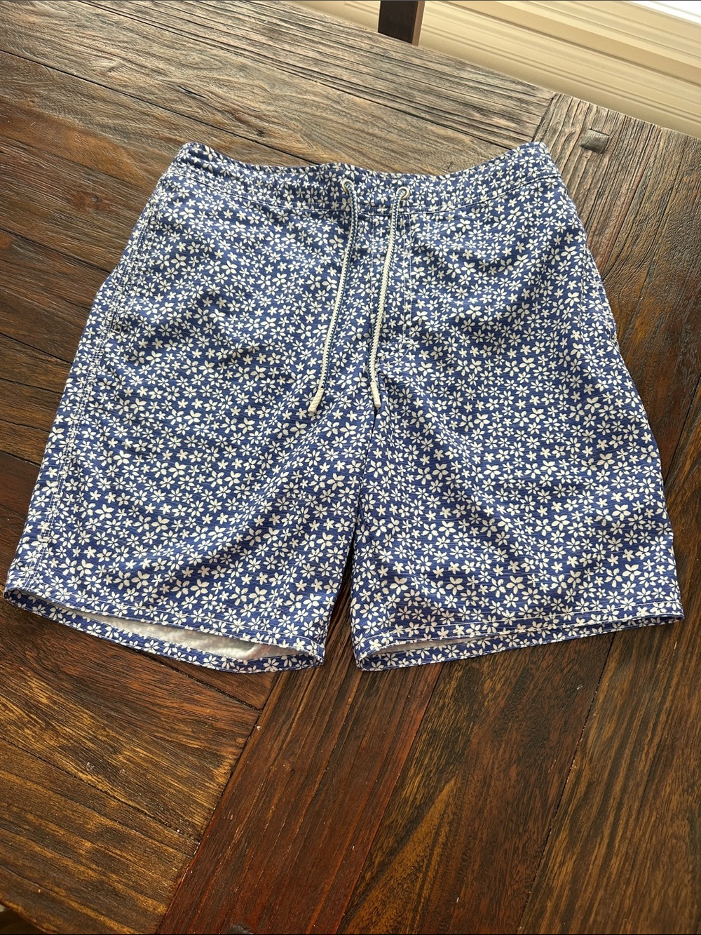 johnnie-O Navy Blue Floral Swim Trunks